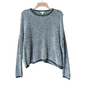 Eileen Fisher Gray Boucle Boxy Cropped Sweater XS Organic Cotton